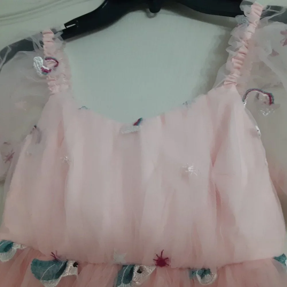 Unique Vintage Pink Tulle Unicorn Dress - Picture 5 of 5